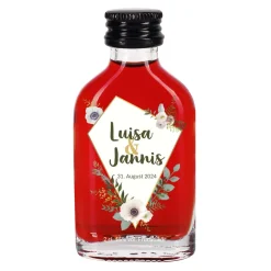 Kleiner Schnaps zum Polterabend oder zur Hochzeit mit Namen und Datum bedruckt