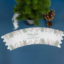 Kleiner Weihnachtsbaum mit personalisierter Banderole und Wunschtext | Weihnachtsdeko 'Frohes Fest'