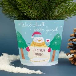 Kleiner Weihnachtsbaum personalisiert mit Wunschtext und 'Werd schnell wieder gesund' Motiv | Deko