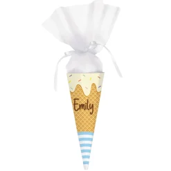 Kleine Schultüte in Eiswaffel Form mit Wunschname