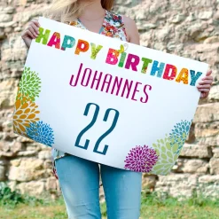 Kleines Geburtstagsbanner Happy Birthday mit Name und Alter