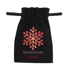 Kleines Geschenksäckchen mit Schneekristall, Wunschtext und Name, 21 x 14 cm