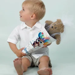 Kleine Zuckertüte mit Eule und Name, 28 cm