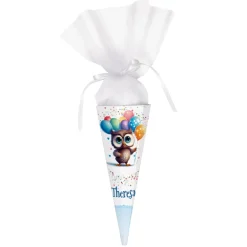 Kleine Zuckertüte mit Eule und Name, 28 cm