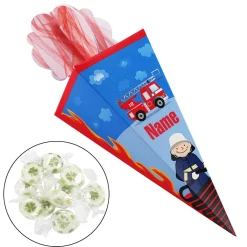 Kleine Zuckertüte mit Feuerwehrmotiv und 10 Bonbons