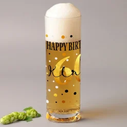Kölsch Glas 'Happy Birthday' personalisiert mit Name & Alter | Bier Stange als Geschenk zum Geburtstag