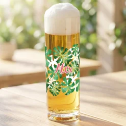 Kölsch Glas personalisiert mit Name & Monstera Motiv | Kölschstange als Geschenk für Bier Liebhaber
