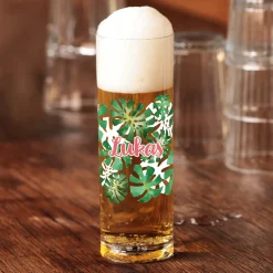 Kölsch Glas personalisiert mit Name & Monstera Motiv | Kölschstange als Geschenk für Bier Liebhaber
