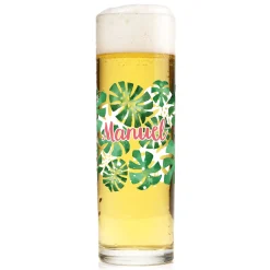 Kölsch Glas personalisiert mit Name & Monstera Motiv | Kölschstange als Geschenk für Bier Liebhaber