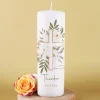 Kommunionkerze mit Kreuz und Blumenmotiv bedruckt