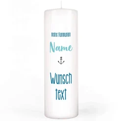 Kommunionkerze mit Papierboot und Anker