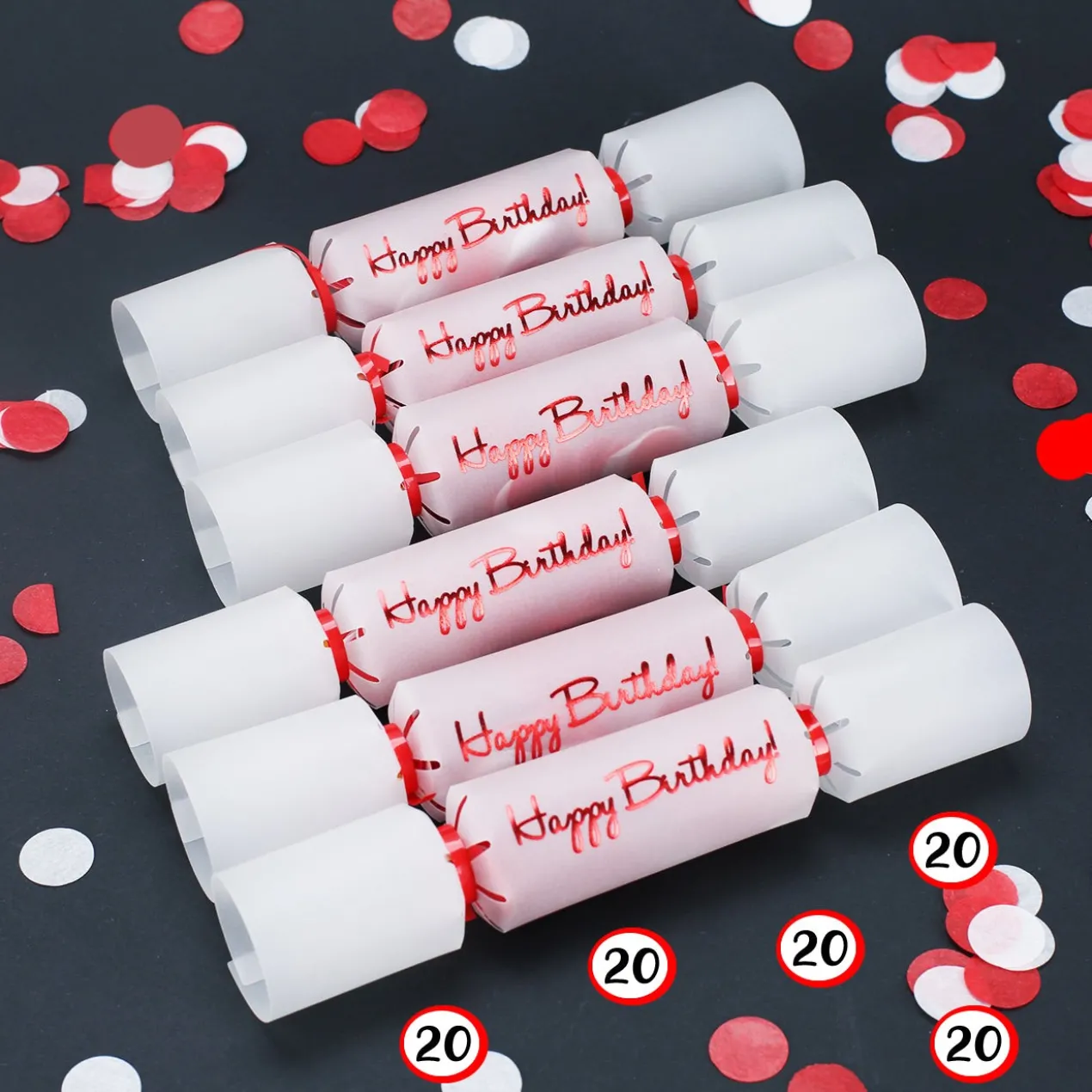 Konfetti-Bonbons zum 20. Geburtstag 6-tlg.
