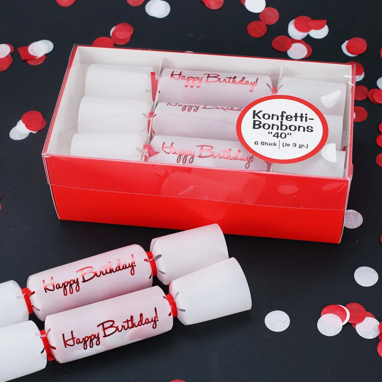 Konfetti-Bonbons zum 40. Geburtstag 6-tlg.