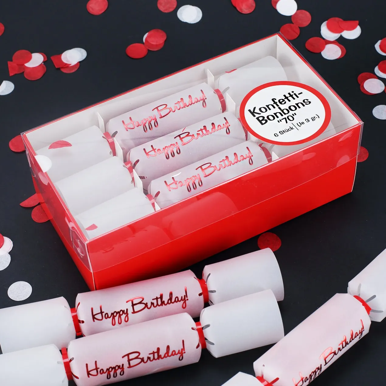 Konfetti-Bonbons zum 70. Geburtstag 6-tlg.