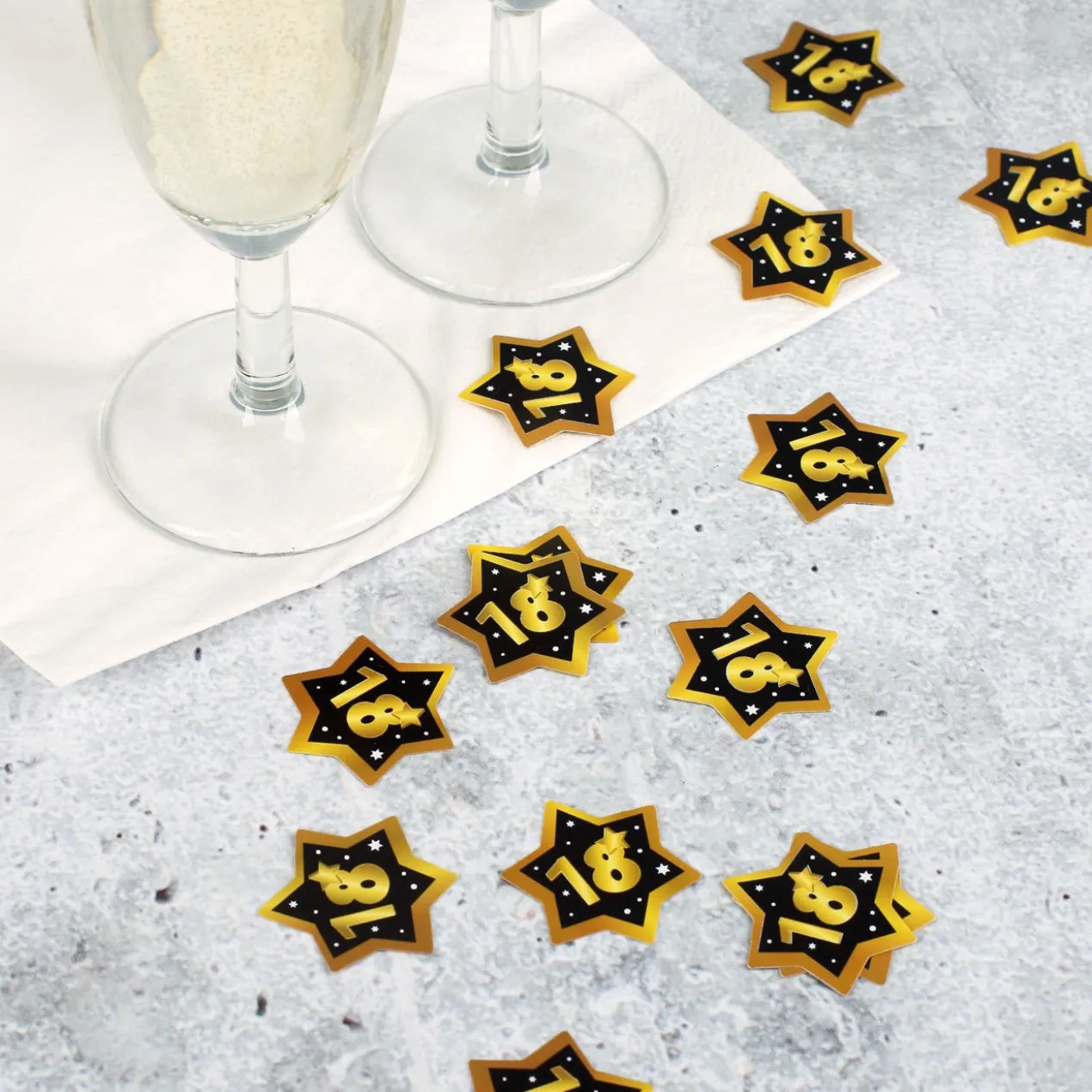 Konfetti zum 18. Geburtstag - Star in Gold und Schwarz