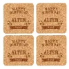 Kork Bierdeckel 4er Set zum Geburtstag