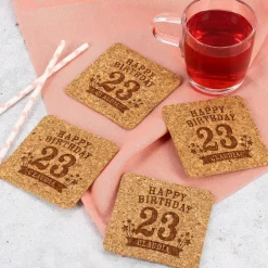Kork Bierdeckel 4er Set zum Geburtstag