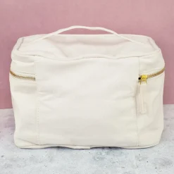 Kosmetiktasche personalisiert mit Name & Seerose | Kulturbeutel aus Baumwolle Geschenkidee