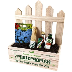 Kräutergarten Geschenkset für Männer mit Kräuterlikör, Samen & Pflanzerde | Personalisiert