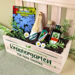 Kräutergarten Geschenkset für Männer mit Kräuterlikör, Samen & Pflanzerde | Personalisiert