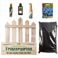 Kräutergarten Geschenkset für Männer mit Kräuterlikör, Samen & Pflanzerde | Personalisiert