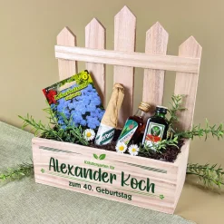 Kräutergarten Geschenkset für Männer mit Kräuterlikör, Samen & Pflanzerde | Personalisiert