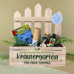 Kräutergarten Geschenkset für Männer mit Kräuterlikör, Samen & Pflanzerde | Personalisiert