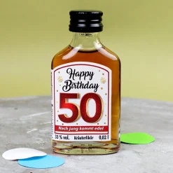 Kräuterlikör - Happy Birthday mit Spruch | Schnaps zum runden Geburtstag