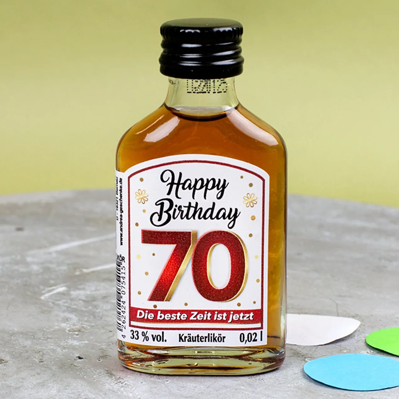 Kräuterlikör - Happy Birthday mit Spruch | Schnaps zum runden Geburtstag