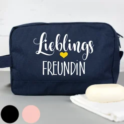 Kulturbeutel 'Lieblings' mit Wunschaufdruck | Personalisierte Waschtasche | 3 Farben