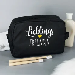Kulturbeutel 'Lieblings' mit Wunschaufdruck | Personalisierte Waschtasche | 3 Farben