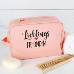 Kulturbeutel 'Lieblings' mit Wunschaufdruck | Personalisierte Waschtasche | 3 Farben