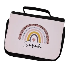 Kulturtasche mit Regenbogen-Motiv und Name