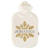 Kuschelige Wärmflasche mit Schneeflocke in Goldoptik und Name bedruckt