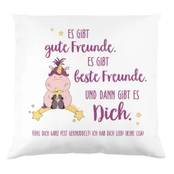 Kuschelkissen für Freundinnen mit Knuddelhorn und Ihrem Wunschtext