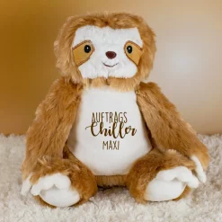 Kuscheltier 'Auftragschiller' Faultier mit Name personalisiert | Plüschtier mit Spruch als Geschenk