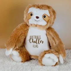Kuscheltier 'Auftragschiller' Faultier mit Name personalisiert | Plüschtier mit Spruch als Geschenk