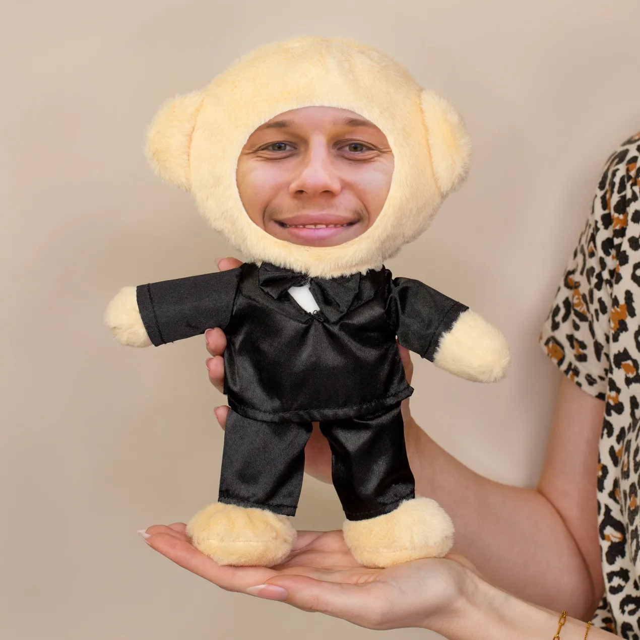 Kuscheltier Brautpaar personalisiert mit Foto Gesicht | Teddy Set als Geschenk zur Hochzeit