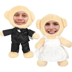 Kuscheltier Brautpaar personalisiert mit Foto Gesicht | Teddy Set als Geschenk zur Hochzeit