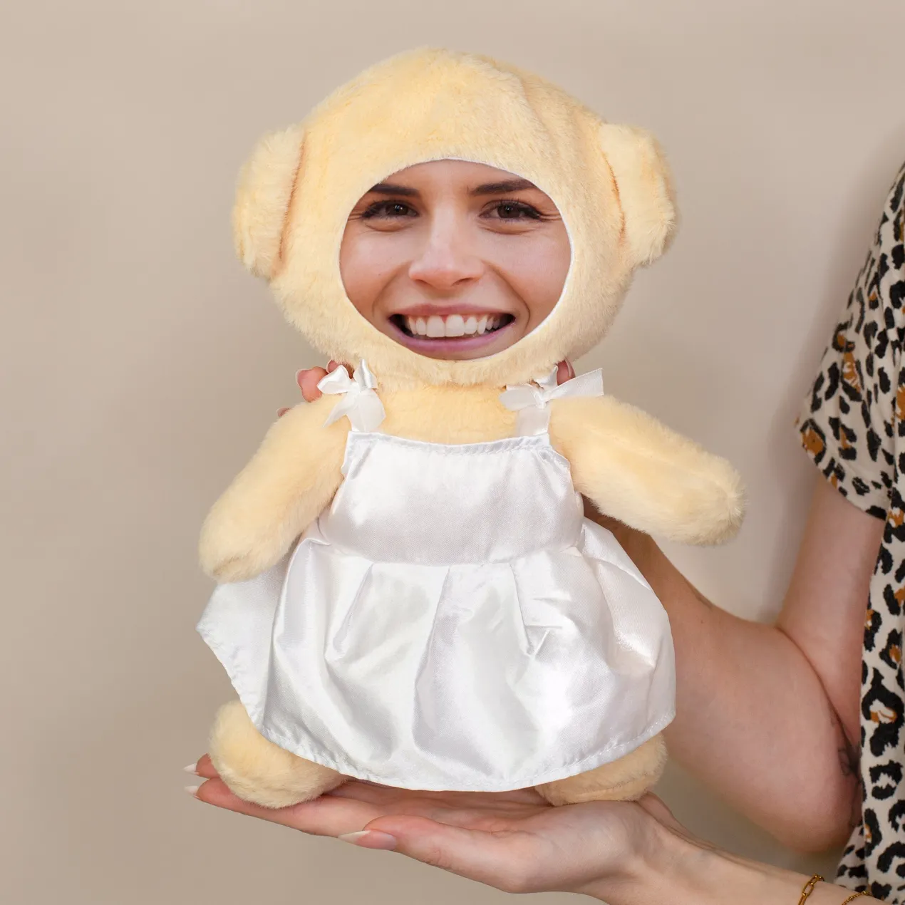 Kuscheltier Brautpaar personalisiert mit Foto Gesicht | Teddy Set als Geschenk zur Hochzeit