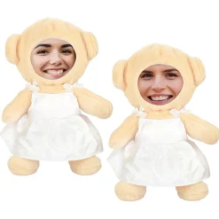 Kuscheltier Brautpaar personalisiert mit Foto Gesicht | Ehefrauen Teddy Hochzeitsgeschenk
