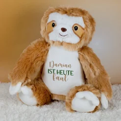 Kuscheltier Faultier mit Name & '...ist heute faul' personalisiert | Plüschtier-Geschenk