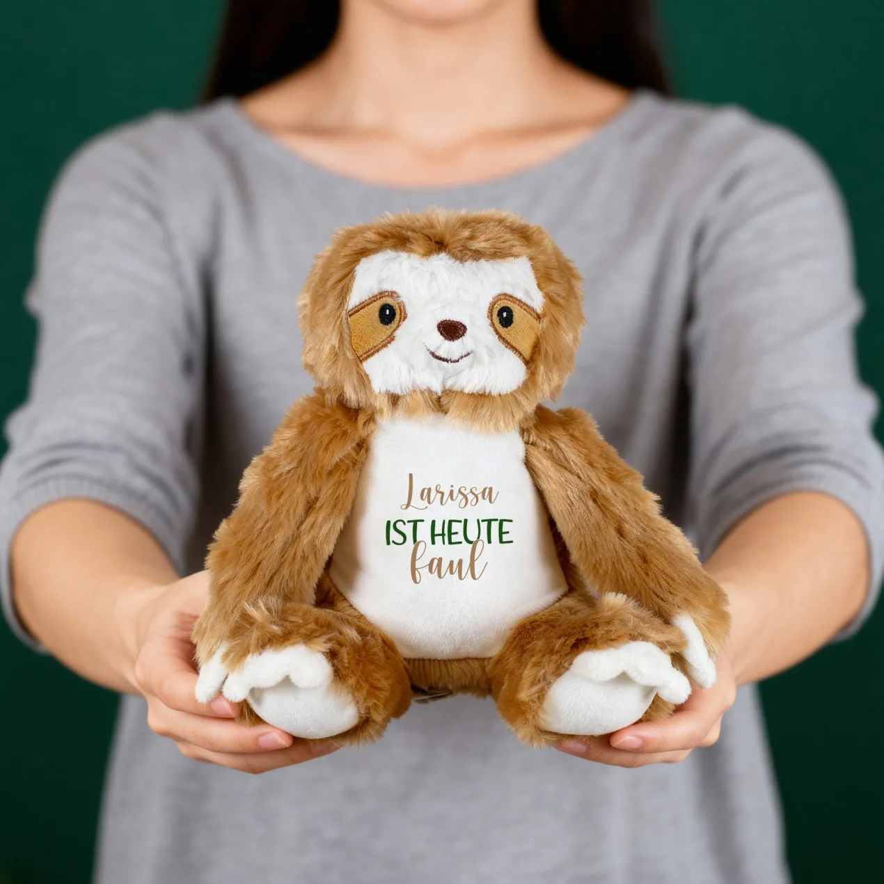 Kuscheltier Faultier mit Name & '...ist heute faul' personalisiert | Plüschtier-Geschenk