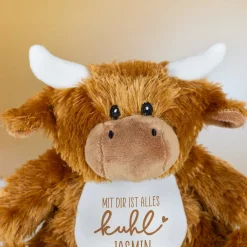 Kuscheltier Kuh 'Mit dir ist alles kuhl' mit Name personalisiert | Plüschtier-Geschenk