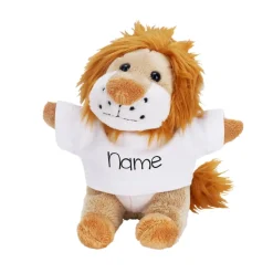 Kuschliger Löwe mit persönlichem T-Shirt mit Namensaufdruck