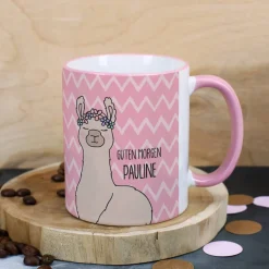 Lama-Tasse mit Ihrem Wunschtext und Namen