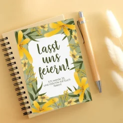 Lasst uns feiern! - Einladungskarte mit Blumenmotiv