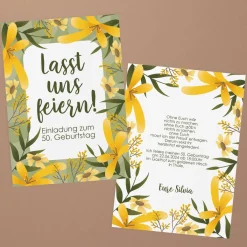 Lasst uns feiern! - Einladungskarte mit Blumenmotiv
