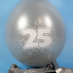Latex Ballon 25 zur silbernen Hochzeit - 8 Stück