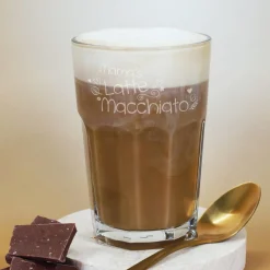 Latte Macchiato Glas graviert mit Name und Herzen